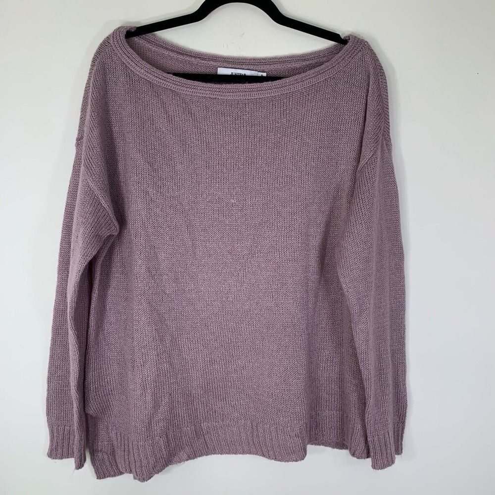 Just fab Sweater Women’s Small Purple Oversized Knit Sweater Wide Neck